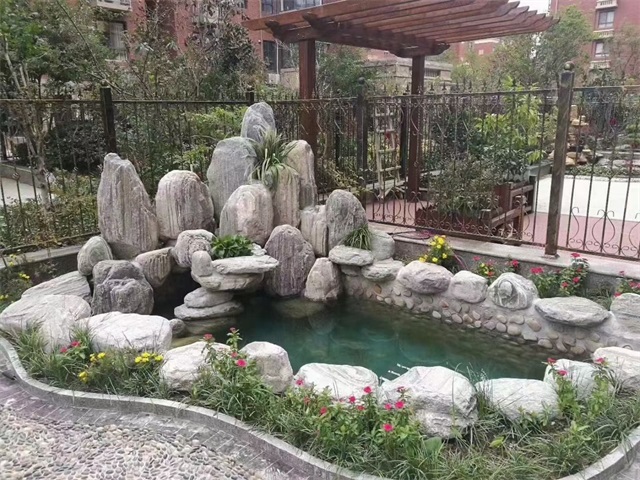 霞山庭院假山鱼池制作视频