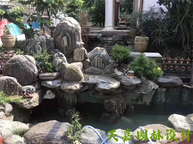 霞山假山流水喷泉鱼池制作